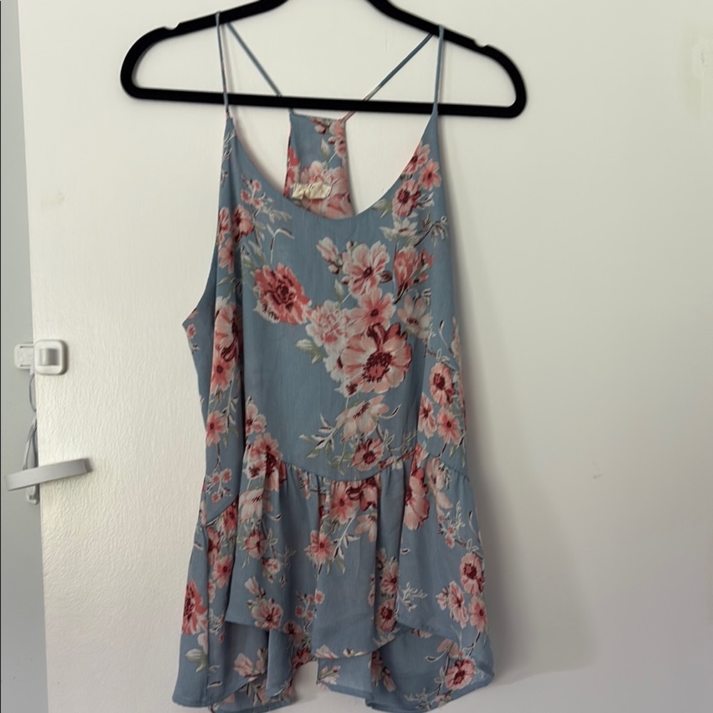Floral Blue Sleeveless Top